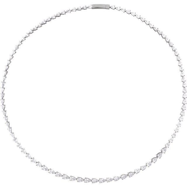 14K White 10 CTW Lab-Grown Diamond Line 16' Necklace