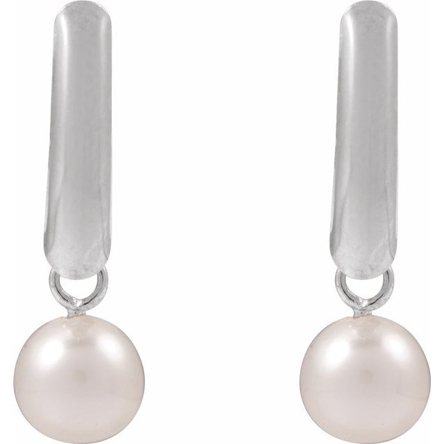 14K White Cultured White Freshwater Pearl Earrings
