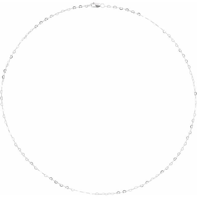 Sterling Silver 1.9 mm Heart 7' Chain