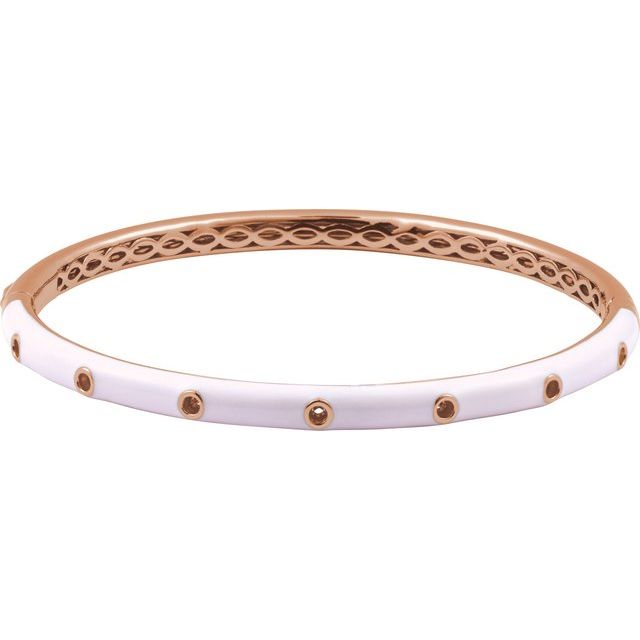 14K Rose 1.9 mm Round Pink Enamel Bangle 7' Bracelet Mounting