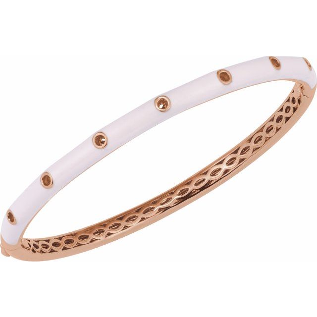 14K Rose 1.9 mm Round Pink Enamel Bangle 7' Bracelet Mounting