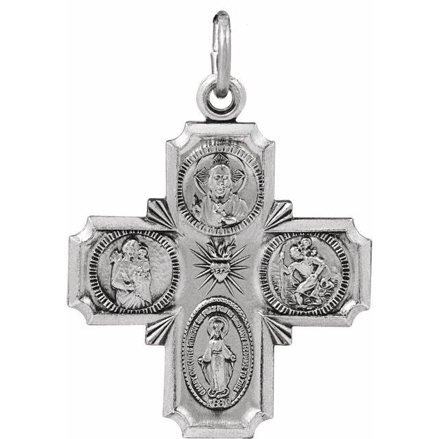 Sterling Silver 25x24 mm Four-Way Cross Medal