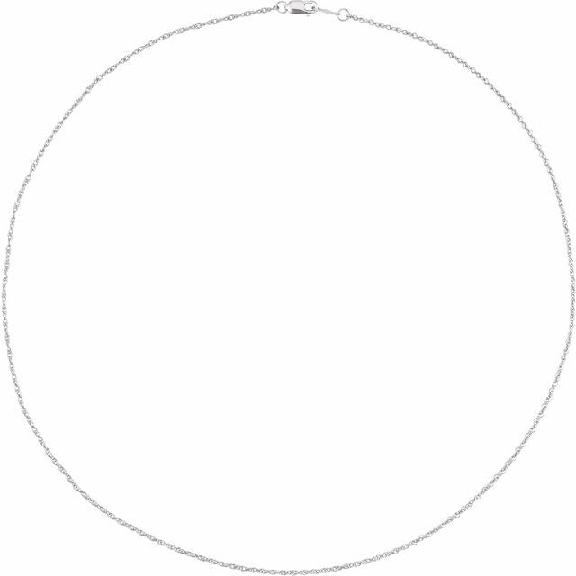18K White 1.25 mm Rope 18' Chain
