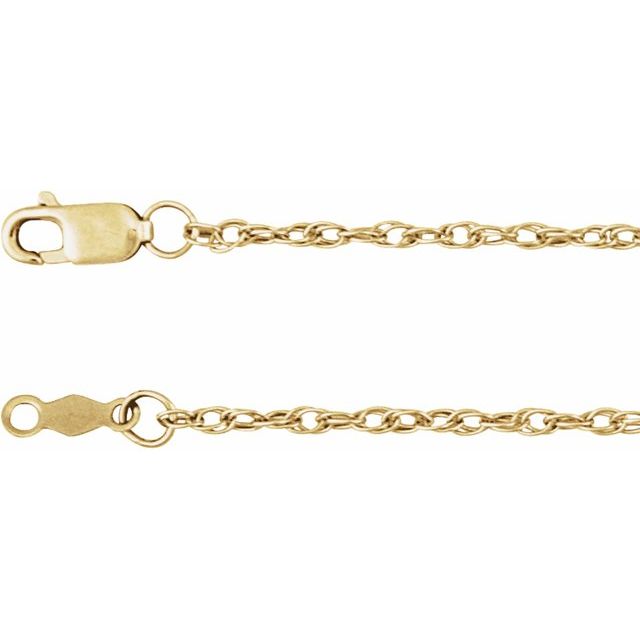 14K Yellow 1.5 mm Rope 16' Chain