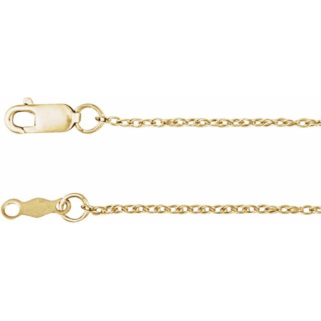14K Yellow 1 mm Rope 7' Chain