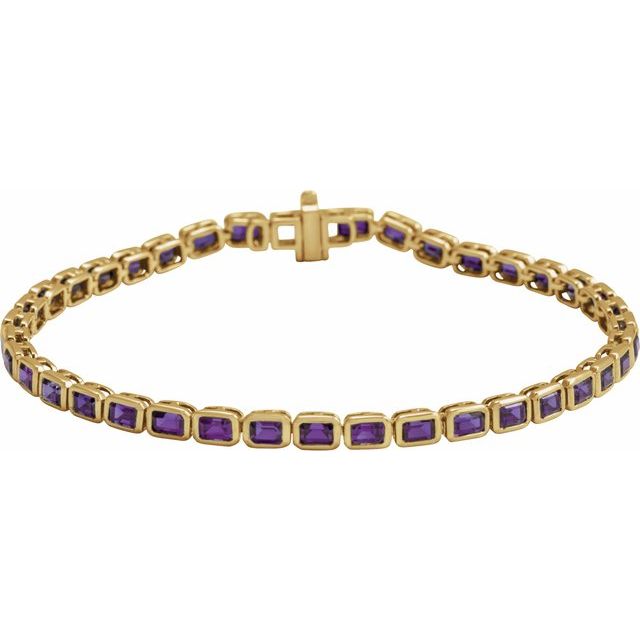 14K Yellow Natural Amethyst Line 7' Bracelet