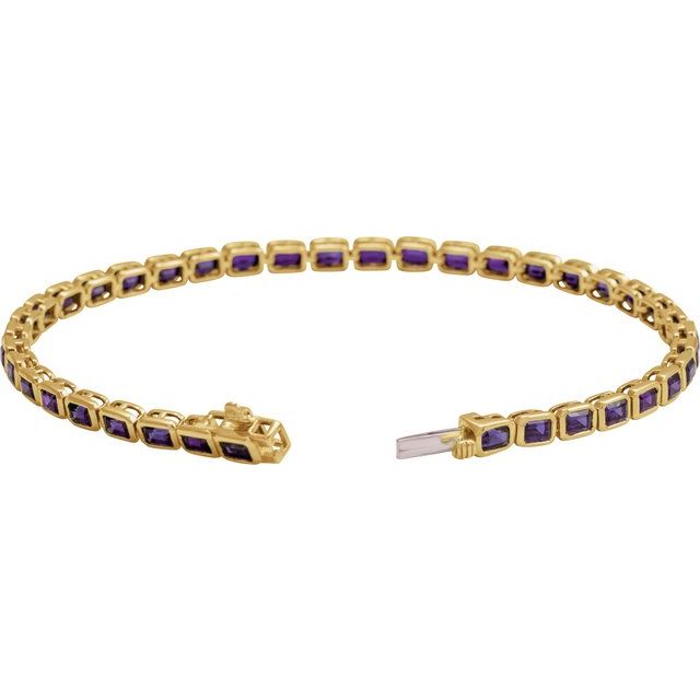 14K Yellow Natural Amethyst Line 7' Bracelet