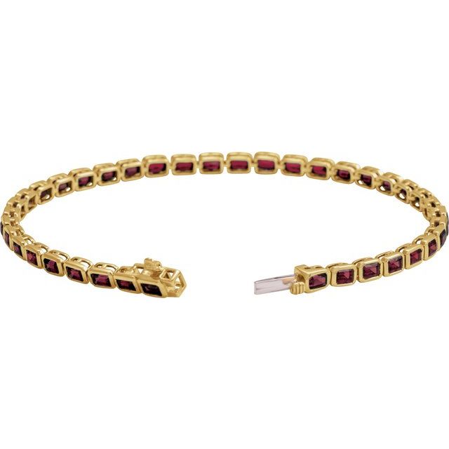 14K Yellow Natural Mozambique Garnet Line 7' Bracelet