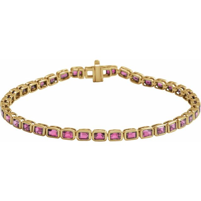 14K Yellow Natural Pink Tourmaline Line 7' Bracelet