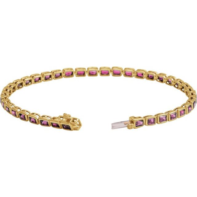 14K Yellow Natural Pink Tourmaline Line 7' Bracelet
