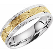 14K White/Yellow 6 mm Design Band Size 10