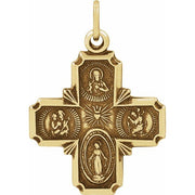 14K Yellow 18x18 mm Four-Way Cross Medal