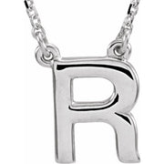 Sterling Silver Block Initial R 16' Necklace