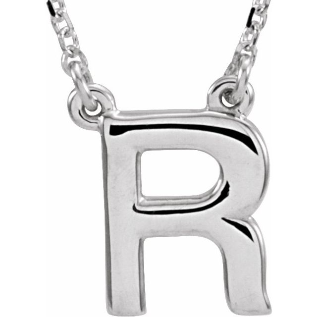 Sterling Silver Block Initial R 16' Necklace