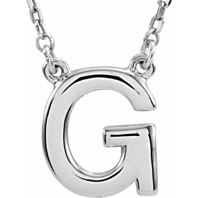 Sterling Silver Block Initial G 16' Necklace