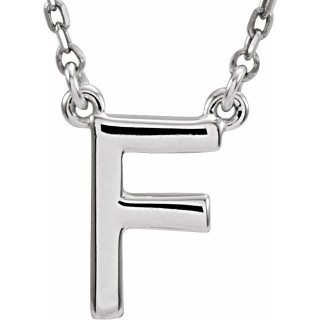 Sterling Silver Block Initial F 16' Necklace