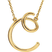 14K Yellow Script Initial C 16' Necklace