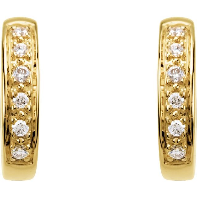 14K Yellow 1/10 CTW Natural Diamond Hinged 12.4 mm Hoop Earrings