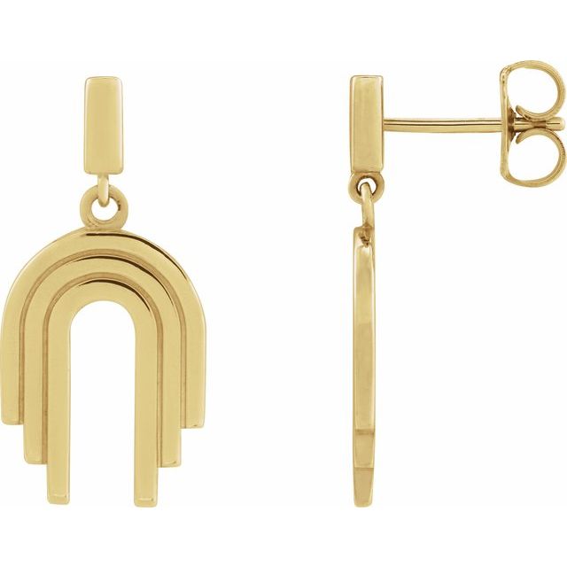 14K Yellow Geometric Arch Dangle Earrings