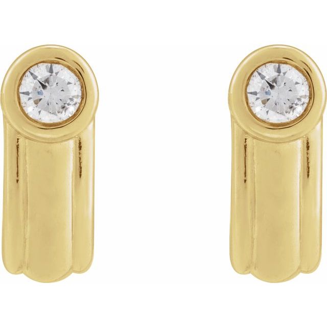 14K Yellow 1/5 CTW Lab-Grown Diamond Solitaire J Hoop Earrings