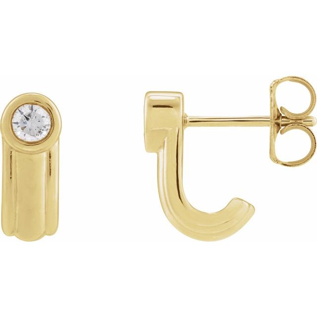 14K Yellow 1/5 CTW Lab-Grown Diamond Solitaire J Hoop Earrings