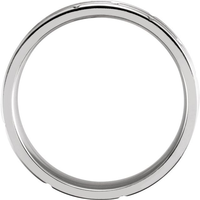 14K White & Rose 7 mm Grooved Band  Size 10
