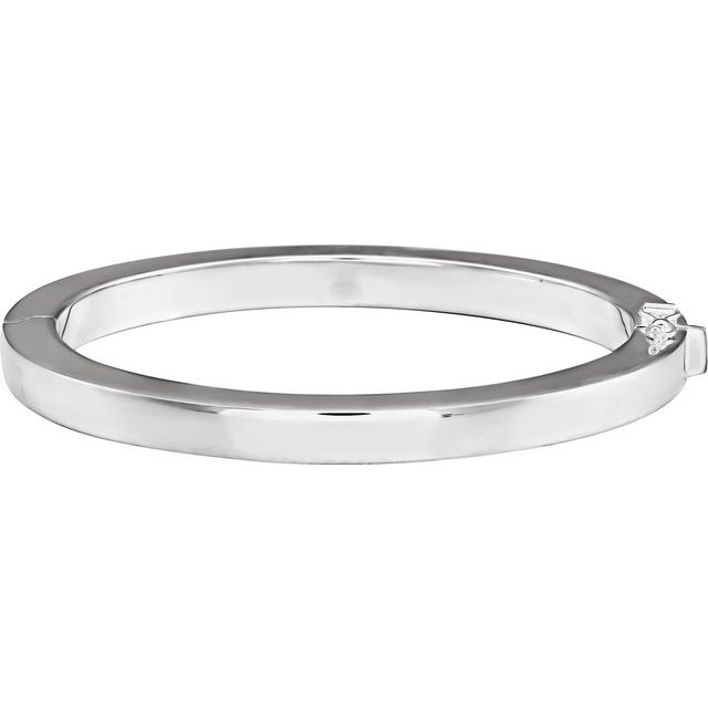 Sterling Silver Square Tube Hinged Bangle 7' Bracelet