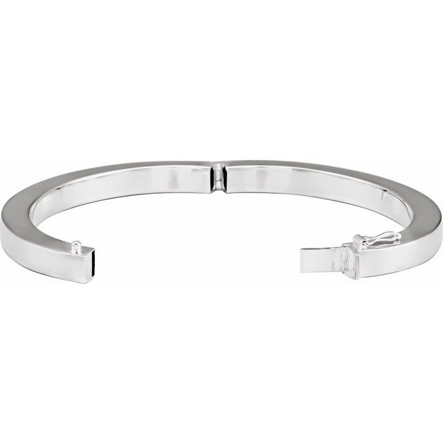Sterling Silver Square Tube Hinged Bangle 7' Bracelet