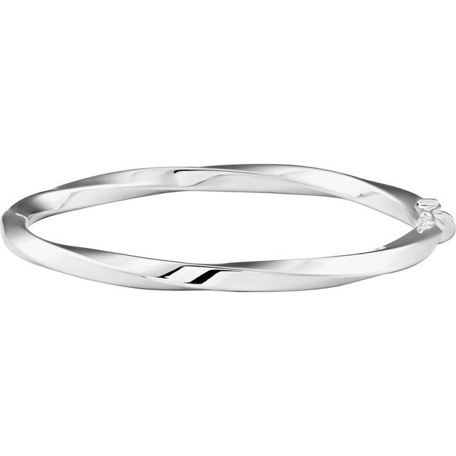 Sterling Silver Hinged Twisted 7' Bangle Bracelet