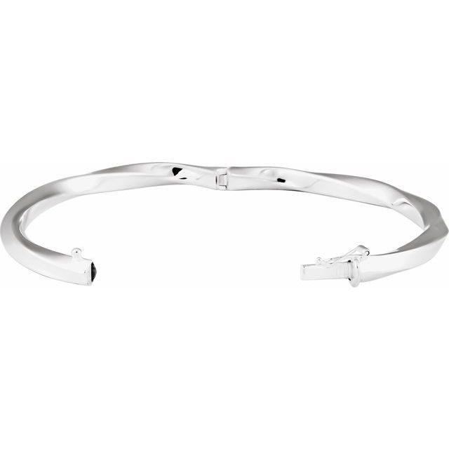 Sterling Silver Hinged Twisted 7' Bangle Bracelet
