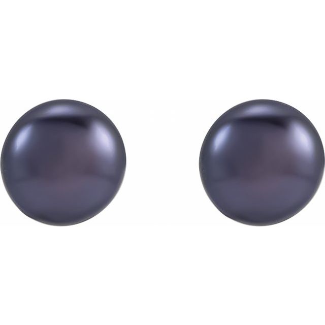 Sterling Silver Cultured Black Freshwater Pearl Earrings