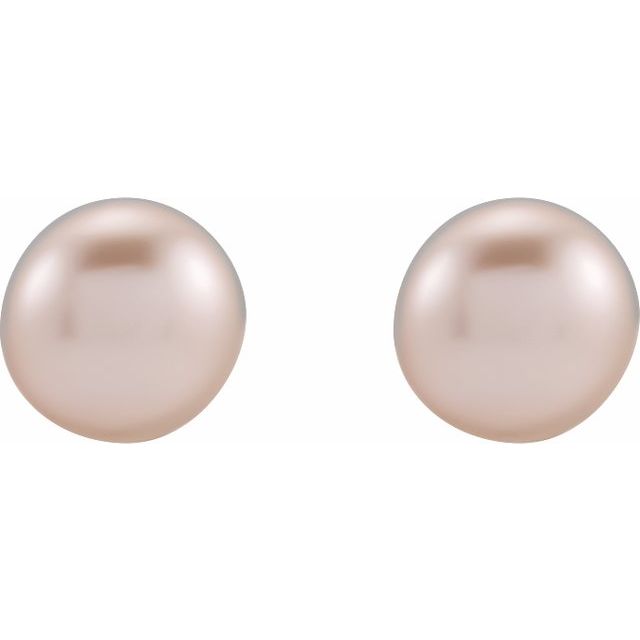 14K Yellow Cultured Pink Freshwater Pearl Earrings