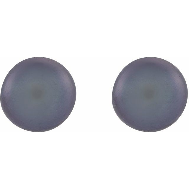 14K Yellow Cultured Black Freshwater Pearl Earrings