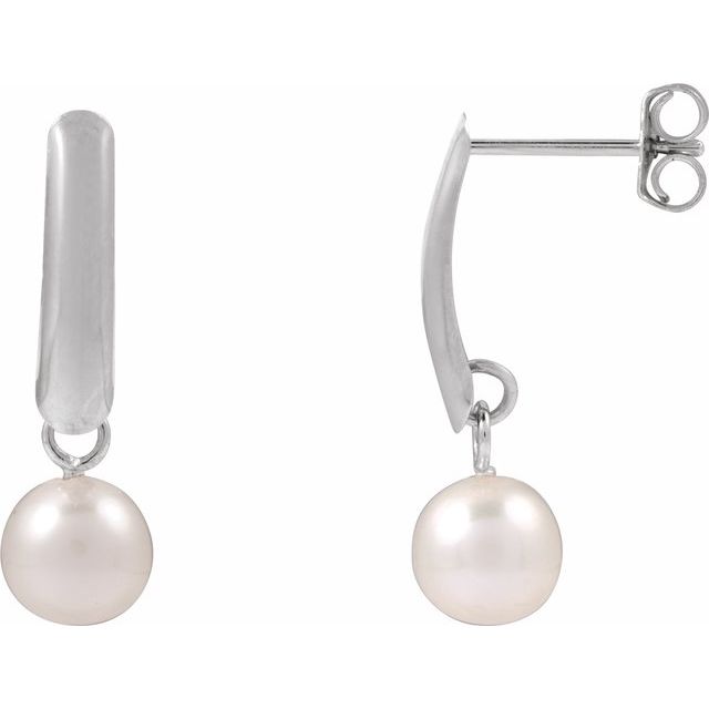 14K White Cultured White Freshwater Pearl Earrings