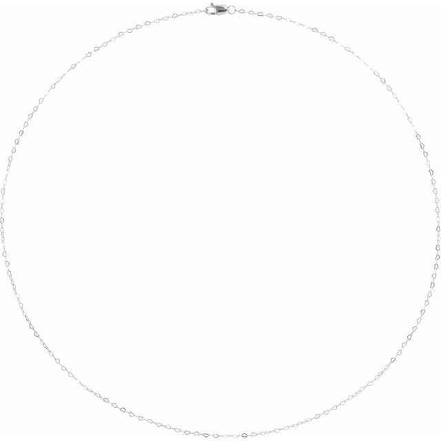 14K White .8 mm Heart 18' Chain