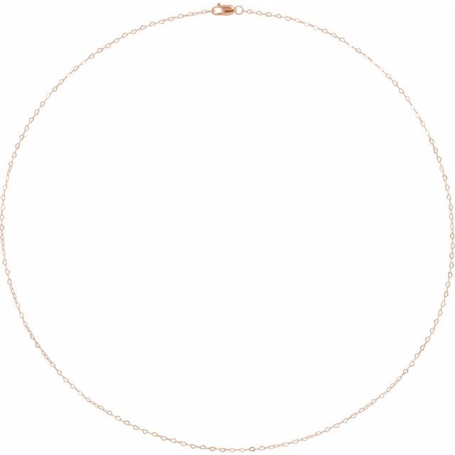 14K Rose .8 mm Heart 16' Chain