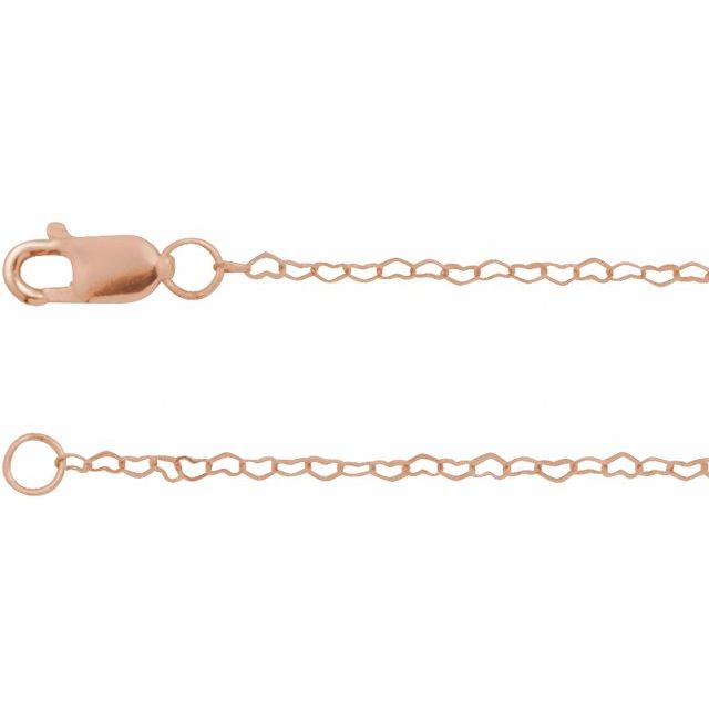 14K Rose .8 mm Heart 7' Chain