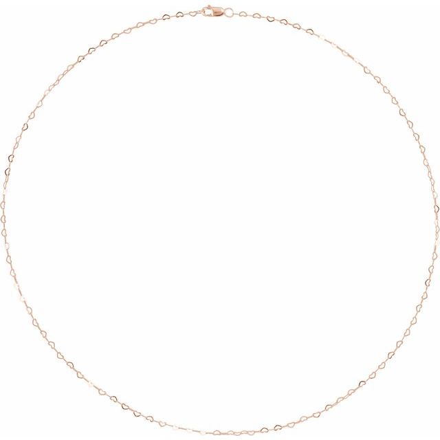 14K Rose 1.9 mm Heart 18' Chain