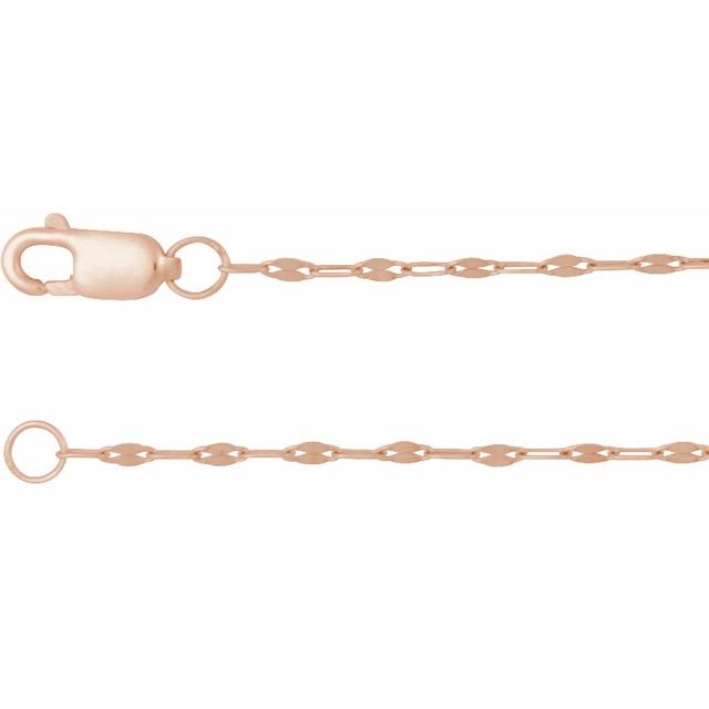 14K Rose 1.5 mm Keyhole 7' Chain