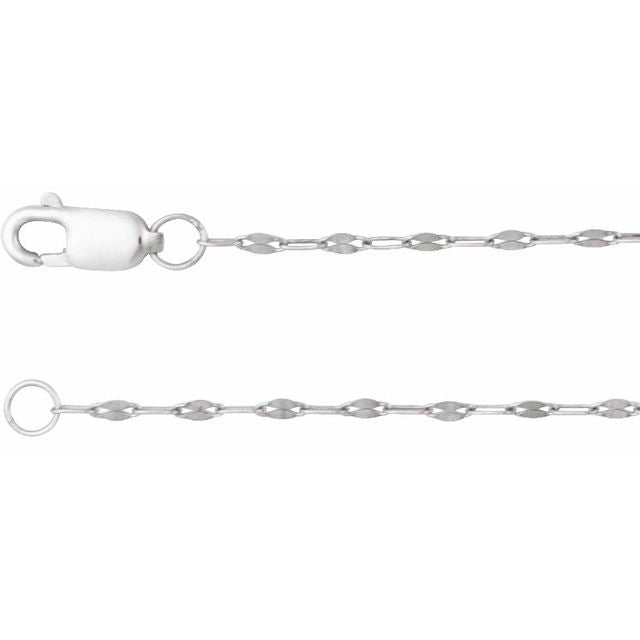 14K White 1.5 mm Keyhole 16' Chain