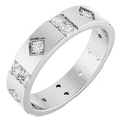 14K White 1/2 CTW Natural Diamond Mens Accented Band