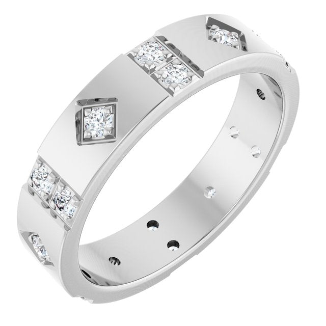14K White 1/2 CTW Natural Diamond Mens Accented Band