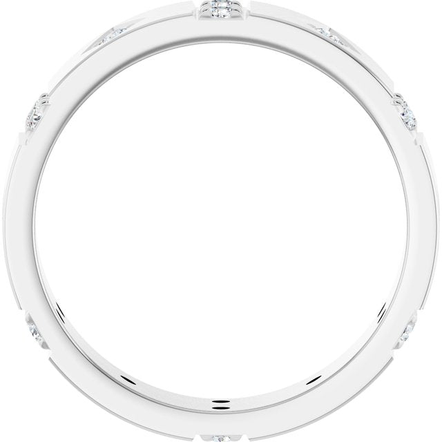 14K White 1/2 CTW Natural Diamond Mens Accented Band