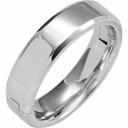 14K White 6 mm CLIQ® Hinged Adjustable Beveled Edge Comfort-Fit Band