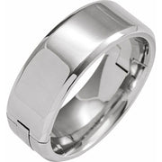 14K White 8 mm CLIQ® Hinged Adjustable Beveled Edge Comfort-Fit Band