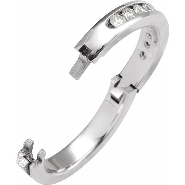 14K White 1/2 CTW Natural Diamond CLIQ® Hinged Adjustable Anniversary Band Size 5