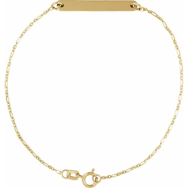 14K Yellow Engravable Bar 7' Bracelet
