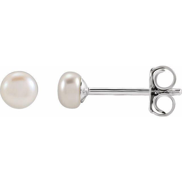 Sterling Silver Cultured White Freshwater Pearl Earrings