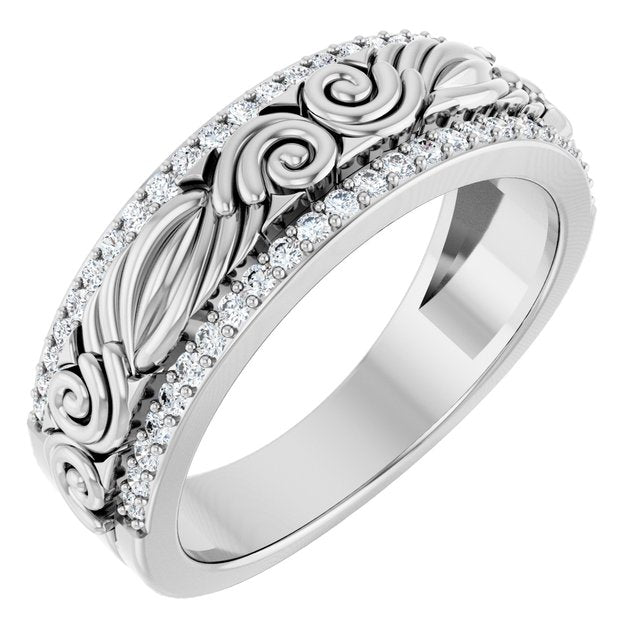 14K White 3/8 CTW Natural Diamond Band