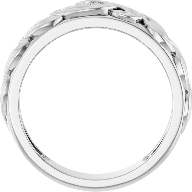 14K White 1/8 CT Natural Diamond Band